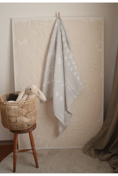 LİBABABY Müslin Geometrik OEKO-TEX Sertifikalı %100 Pamuk 2 Katlı 110x115 cm Bebek Müslin Battaniye & Örtü