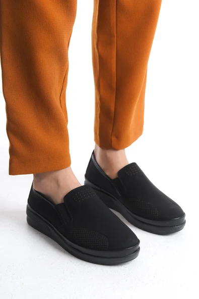 Kadın Comfort Taban Rahat Ayakkabı Yanı Lastik Detaylı Tam Kalıp Günlük Ayakkabı - 5