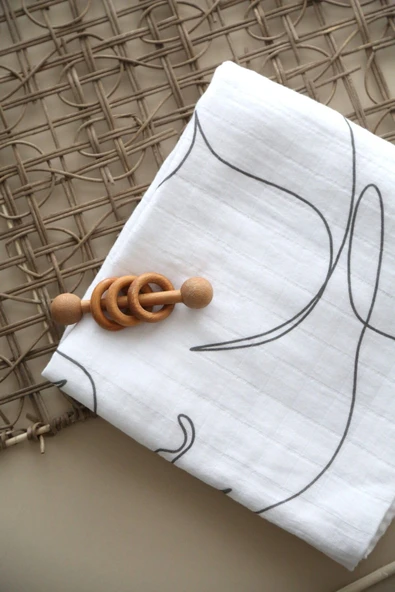 LİBABABY Müslin Bebek-OEKO-TEX Sertifikalı %100 Pamuk 2 Katlı 110x115 cm Müslin Bebek Battaniye & Örtü - 5