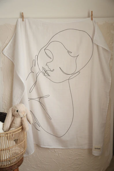 LİBABABY Müslin Bebek-OEKO-TEX Sertifikalı %100 Pamuk 2 Katlı 110x115 cm Müslin Bebek Battaniye & Örtü