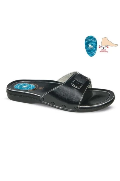 Ceyo 6300-1 Topuk Jelli Anatomik Taban Erkek Terlik Siyah 40-45