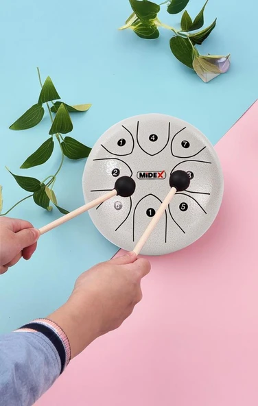 Midex TD-88WH Çelik Dil Davul Handpan 8 İnç 8 Ton Steel Tongue Drum Full Set - 3