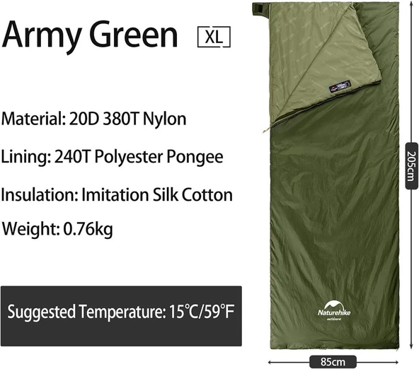 Naturehike LW180 Mini Uyku Tulumu  GREEN Left M - 6