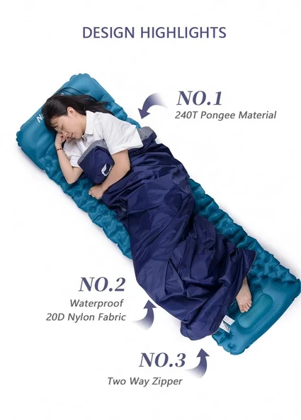 Naturehike LW180 Mini Uyku Tulumu  BLUE Left XL - 8