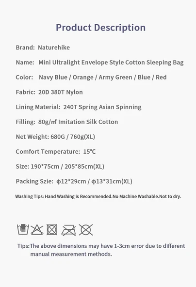Naturehike LW180 Mini Uyku Tulumu  BLUE Left M - 12
