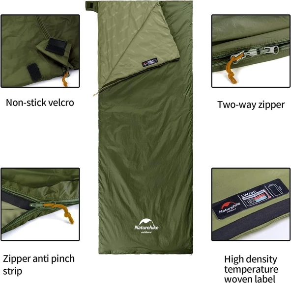 Naturehike LW180 Mini Uyku Tulumu  GREEN Left XL - 4