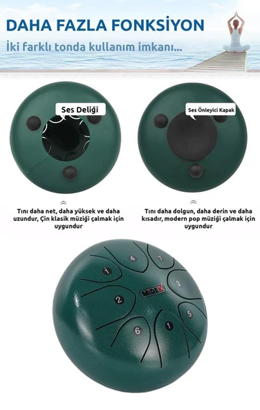 Midex TD-88GR Çelik Dil Davul Handpan 8 İnç 8 Ton Steel Tongue Drum Full Set - 4