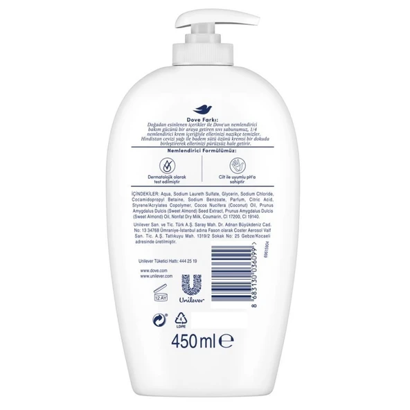 Dove Hindistan Cevizi Yağı ve Badem Sütü Özü Sıvı Sabun 450ml - 3