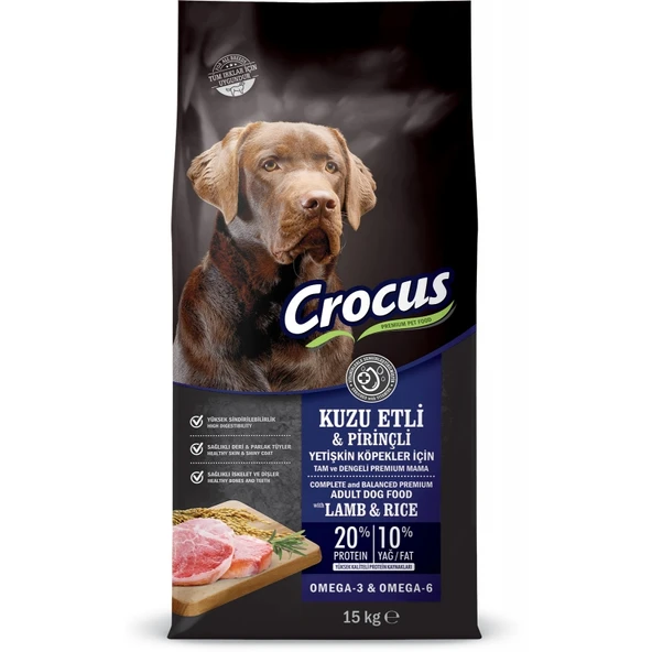 Crocus Kuzu Etli Pirinçli Yetişkin Köpek Maması 15 Kg