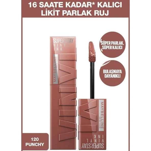 Maybelline New York Super Stay Vinyl Ink Likit Ruj 120 Punchy