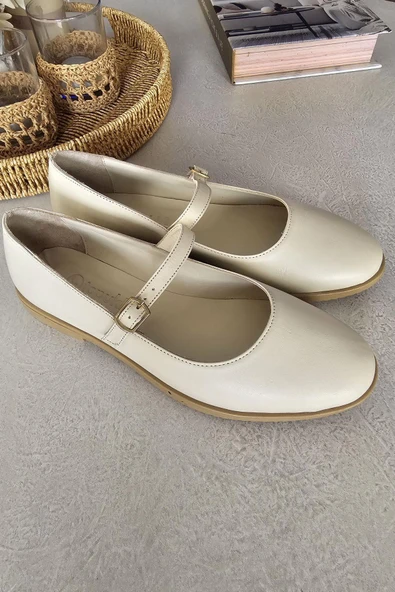 06T 101 Topukla Kadın Hakiki Deri Babet - 7