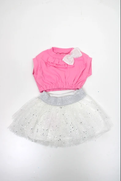 Kız Çocuk Tütü Etekli Crop Takım (Kalıbı Küçüktür beden Büyük alınız) - Resim 4