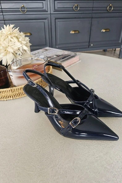 10 1103 Ops Topukla Kadın Arkası Açık Stiletto Abiye Ayakkabı - 7