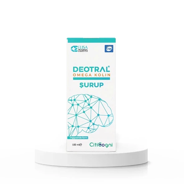 Deotral Omega Kolin Şurup 100 ml, Sitikolin, EPA, DHA, Omega-3, B6, B12 İçeren Balık Yağı