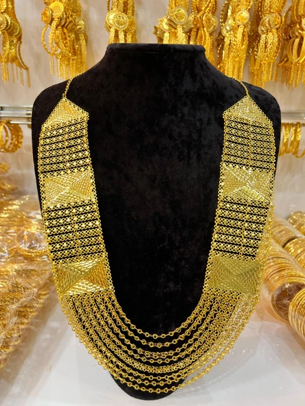 22 AYAR GOLD RENK MADONNA KOLYE YÖRESEL EL İŞÇİLİKLİ GERDANLIK