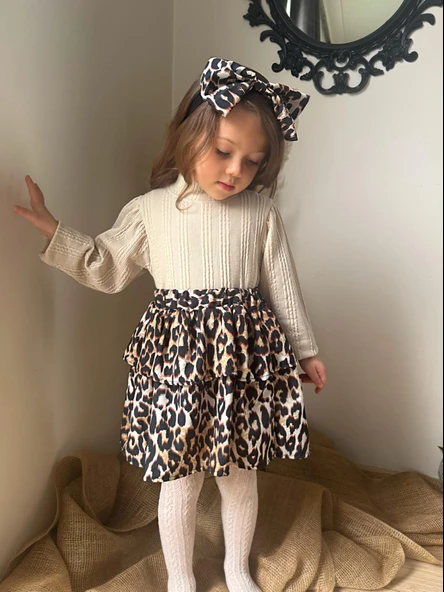 Triko Leopar Etekli Bandanalı 3’LüTakım 2/8 Yaş