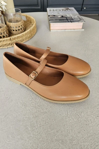 06T 101 Topukla Kadın Hakiki Deri Babet - 9