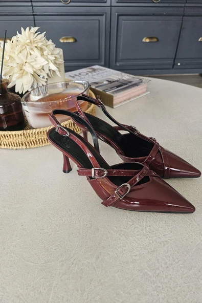 10 1103 Ops Topukla Kadın Arkası Açık Stiletto Abiye Ayakkabı - 3