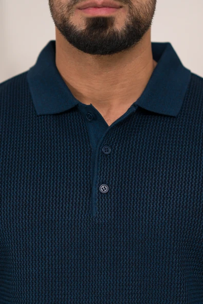 Woolen World Polo Yaka Armürlü Yünlü Erkek Triko Kazak - 9