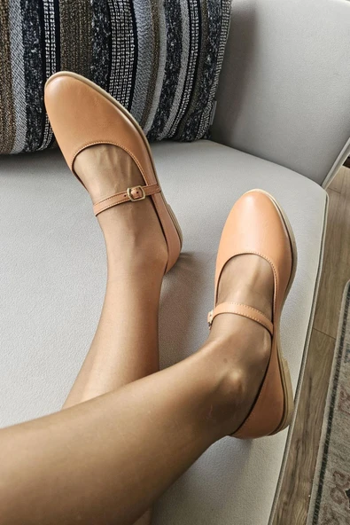 06T 101 Topukla Kadın Hakiki Deri Babet - 12