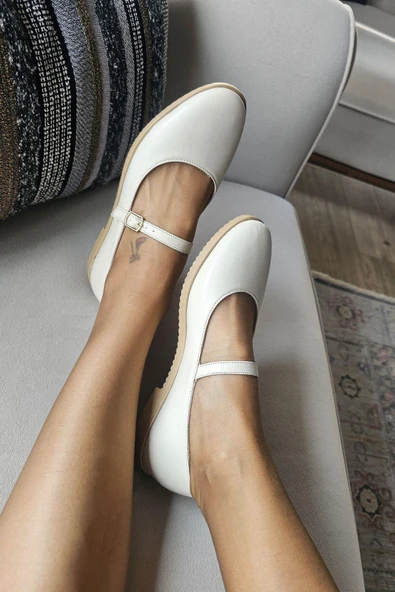 06T 101 Topukla Kadın Hakiki Deri Babet - 2