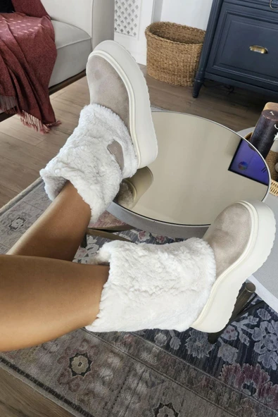 075 01 Topukla Kadın İçi Kürklü Hakiki Deri Kalın Taban Çizme - 10