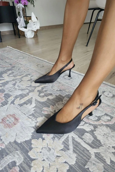 10 44 Topukla Kadın Arkası Açık Kadeh Topuklu Stiletto Abiye Ayakkabı - 5