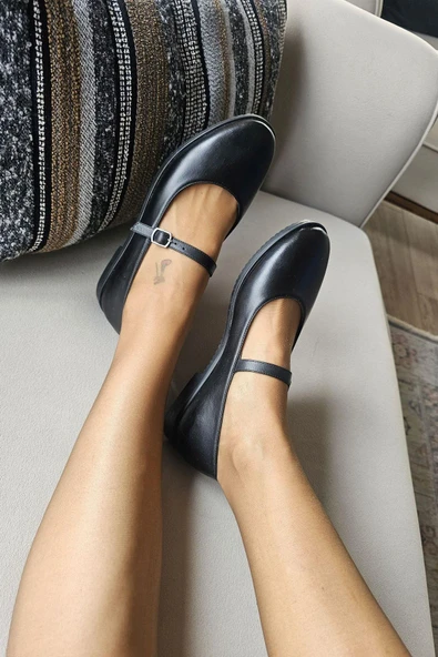 06T 101 Topukla Kadın Hakiki Deri Babet - 3