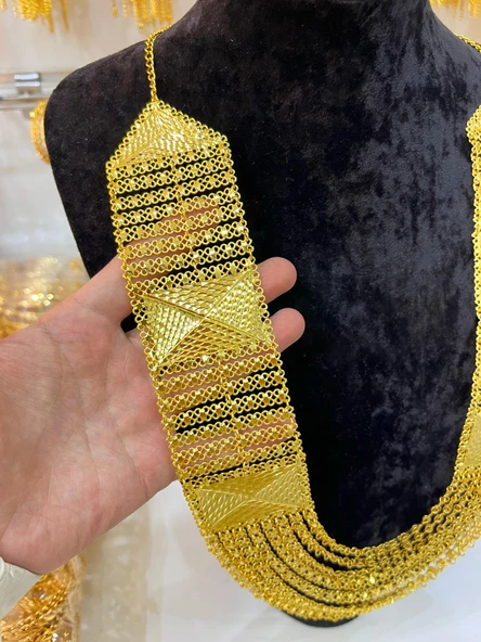 22 AYAR GOLD RENK MADONNA KOLYE YÖRESEL EL İŞÇİLİKLİ GERDANLIK - 3