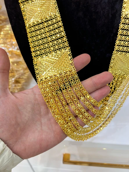 22 AYAR GOLD RENK MADONNA KOLYE YÖRESEL EL İŞÇİLİKLİ GERDANLIK - 2