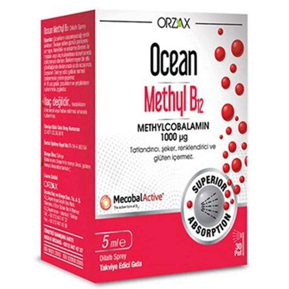 Orzax Ocean Methyl B12 1000Mg Sprey 5ml