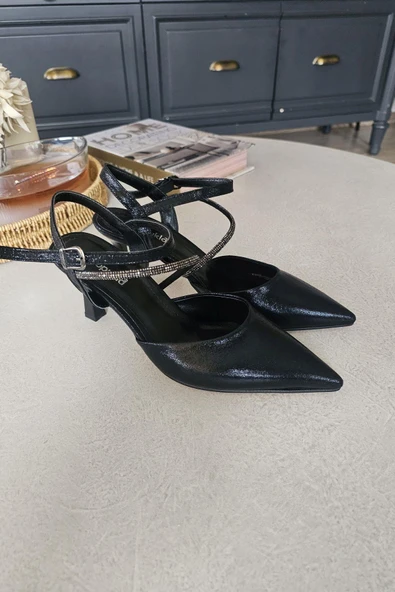 10 41 Topukla Kadın Kadeh Topuk Bilekden Bağlamalı Taşlı Abiye Stiletto - 12