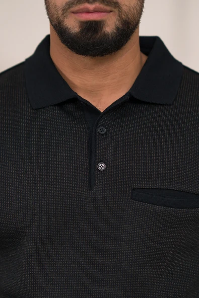 Woolen World Polo Yaka Cepli Armürlü Yünlü Erkek Triko Kazak - 9