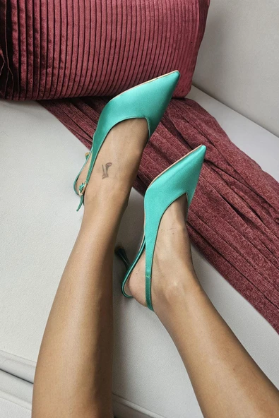 10 44 Topukla Kadın Arkası Açık Kadeh Topuklu Stiletto Abiye Ayakkabı - 2