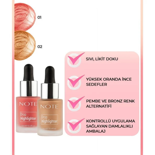 Note Drop Highlighter Likit Aydınlatıcı 02 Charming Desert - 2
