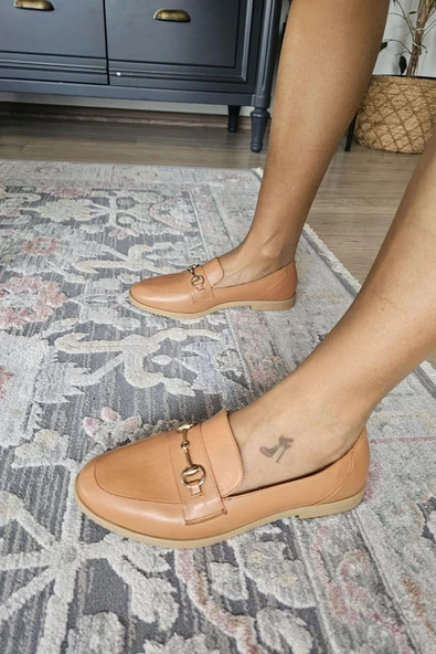 06T 102 Topukla Kadın Toka Detaylı Loafer Deri Babet - 2