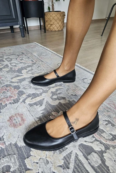 06T 101 Topukla Kadın Hakiki Deri Babet - 5