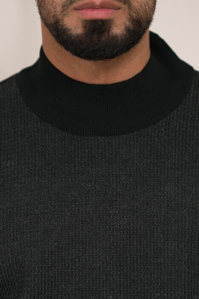 Woolen World Balıkçı Yaka Desenli Yünlü Erkek Triko Kazak - 12