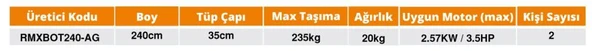 REMIXON 2.40M*128CM 0.70MM IZGARA TABAN ŞİŞME BOT (ARMY GREEN) - 6