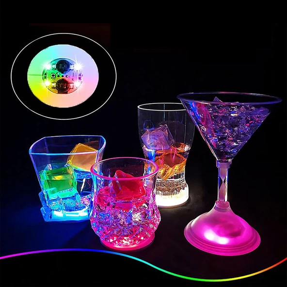 Işıklı Yapışkanlı Bardak Altı Aparatı Ledli 3 Fonksiyonlu 6 cm Çap