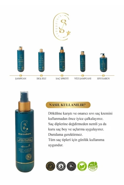SiriusSoft Besleyici Saç Spreyi Dökülme Karşıtı ve Onarıcı Durulanmayan Sprey Saç Kremi 200 ml - 6