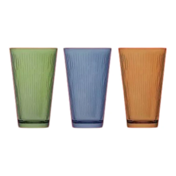 Lav Coral Nora Boyalı 3lü Renkli Meşrubat Bardağı 325 cc