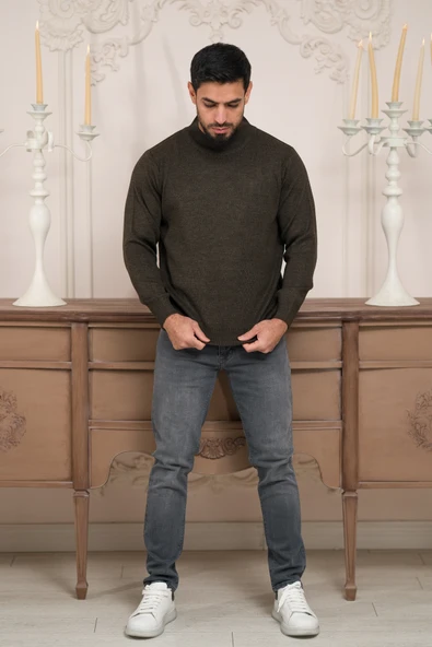 Woolen World Balıkçı Yaka Kalın Yünlü Erkek Triko Kazak - 4