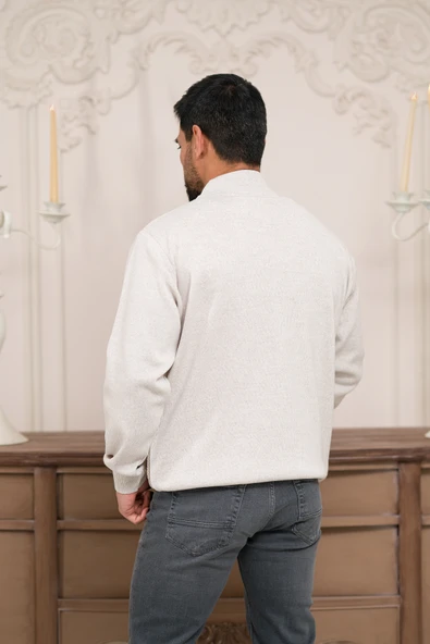 Woolen World Balıkçı Yaka Desenli Yünlü Erkek Triko Kazak - 3