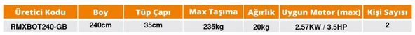 REMIXON 2.40M*128CM 0.70MM IZGARA TABAN ŞİŞME BOT (GRAY BLUE) - 6
