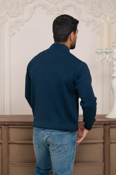 Woolen World Balıkçı Yaka Desenli Yünlü Erkek Triko Kazak - 7