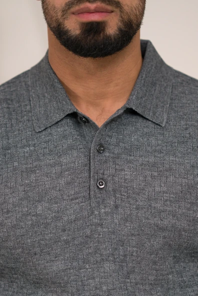 Woolen World Polo Yaka Slimfit Desenli Yünlü Erkek Triko Kazak - 9
