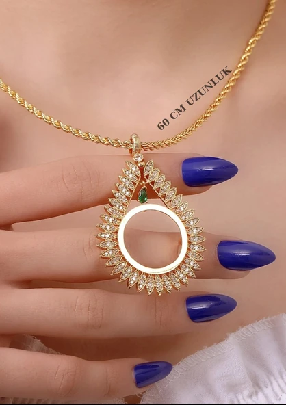 22 AYAR GOLD RENK YARIM ALTIN UYUMLU İÇİ BOŞ KOLYE UZU ZİNCİR DAHİL ( 60 CM )