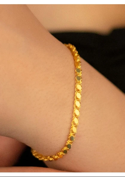 22 AYAR GOLD RENK PULLU BİLEKLİK ARPA MODEL ŞIK TAKI - 2