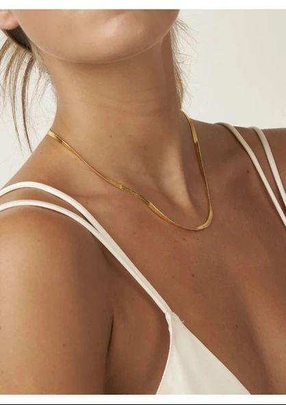 ÇELİK İTALYAN ZİNCİR KOLYE GOLD RENK 45 CM - 2
